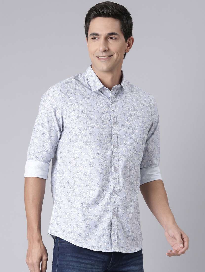 men printed long sleeve slim fit casual shirt - 22223395 -  Standard Image - 2