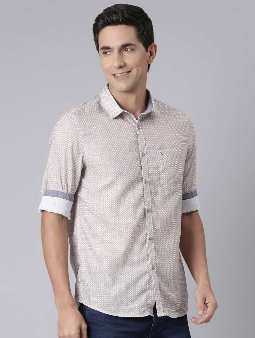 men printed long sleeve slim fit casual shirt - 22223398 -  Standard Image - 2