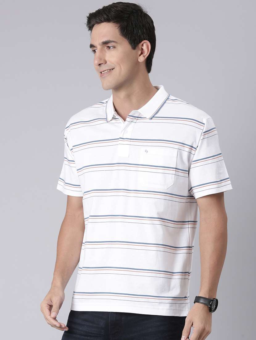 men striped short sleeve regular fit polo t-shirt - 22223401 -  Standard Image - 2