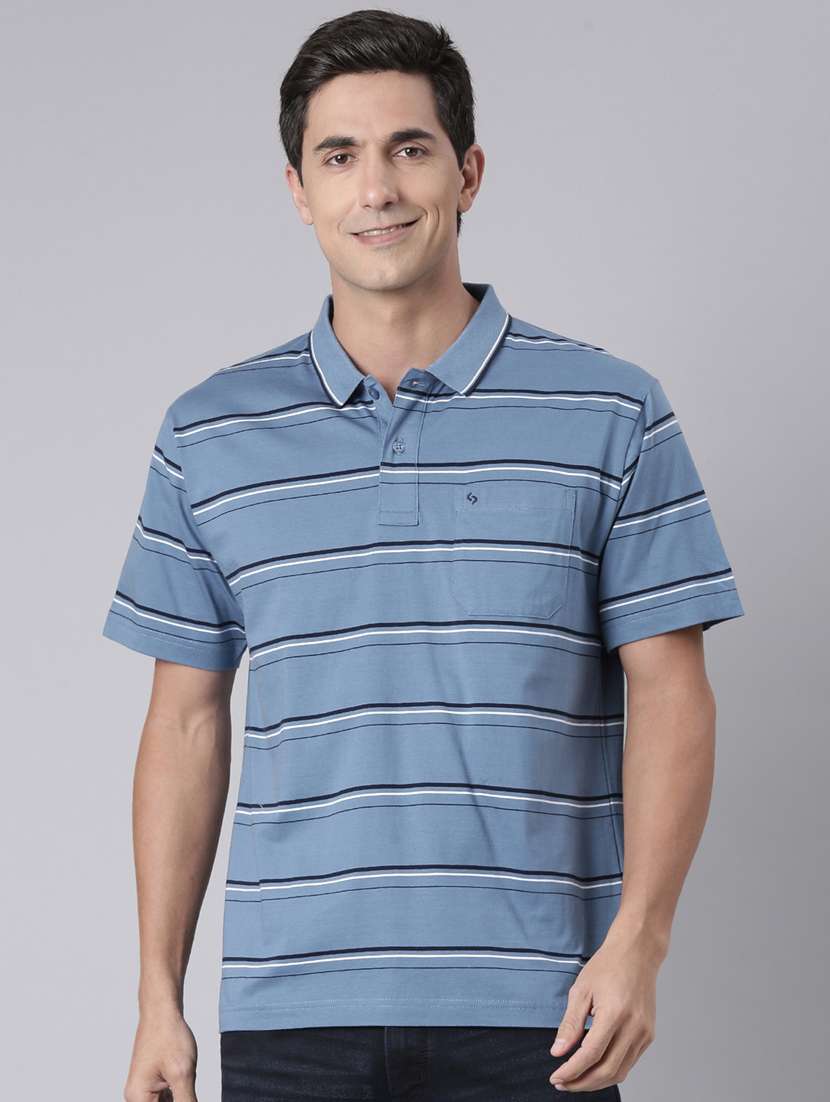 men striped short sleeve regular fit polo t-shirt