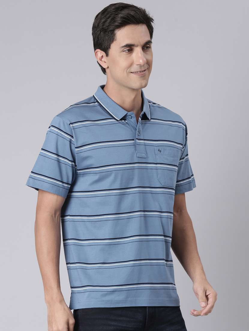 men striped short sleeve regular fit polo t-shirt - 22223402 -  Standard Image - 2