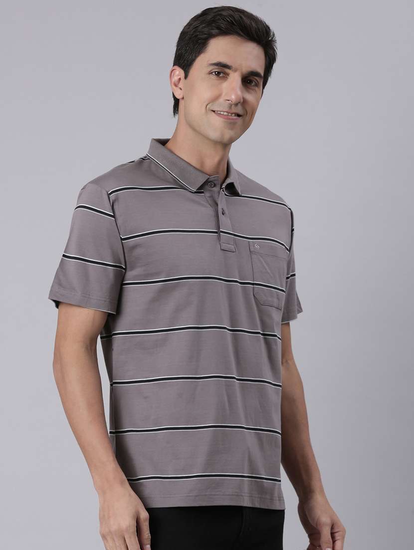 men striped short sleeve regular fit polo t-shirt - 22223406 -  Standard Image - 2