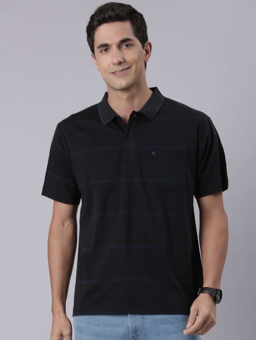 men striped short sleeve regular fit polo t-shirt