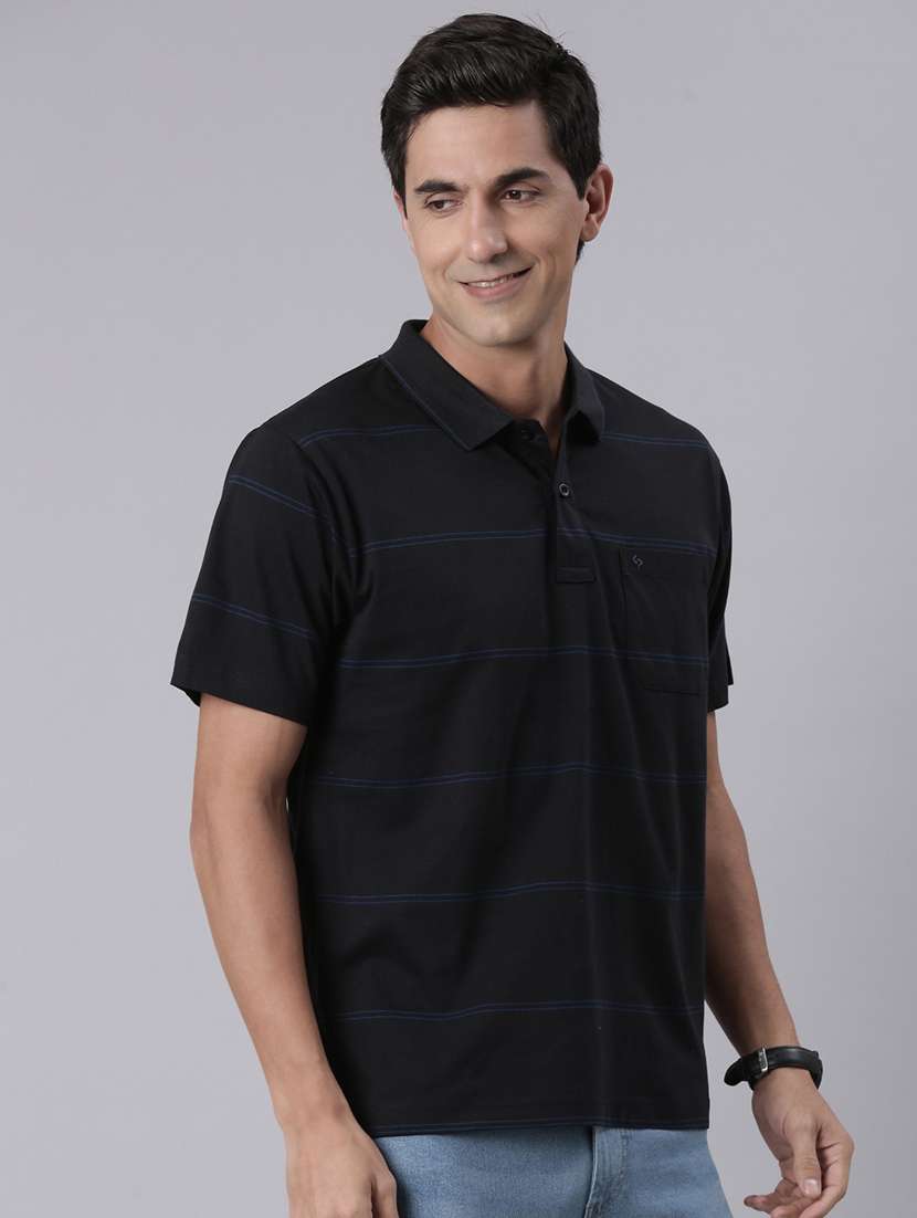 men striped short sleeve regular fit polo t-shirt - 22223407 -  Standard Image - 2
