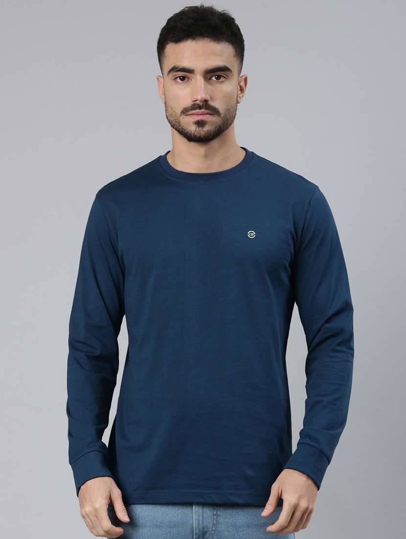 men solid long sleeve regular fit t-shirt