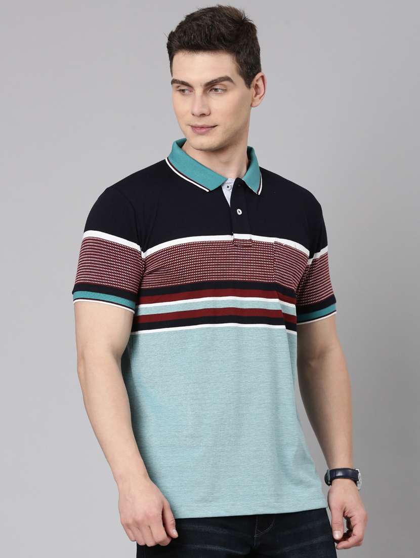 men color block short sleeve regular fit polo t-shirt - 22223422 -  Standard Image - 2