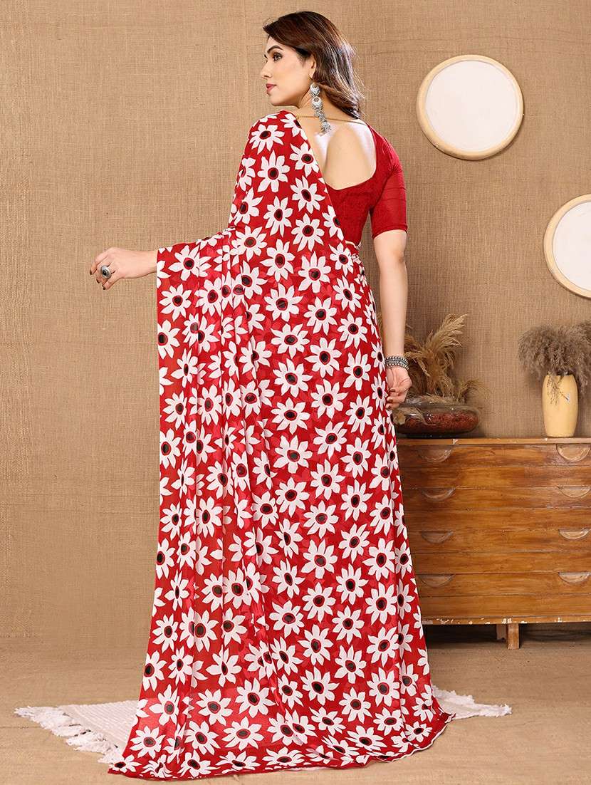 women printed casual wear saree with blouse - 22223534 -  Standard Image - 2