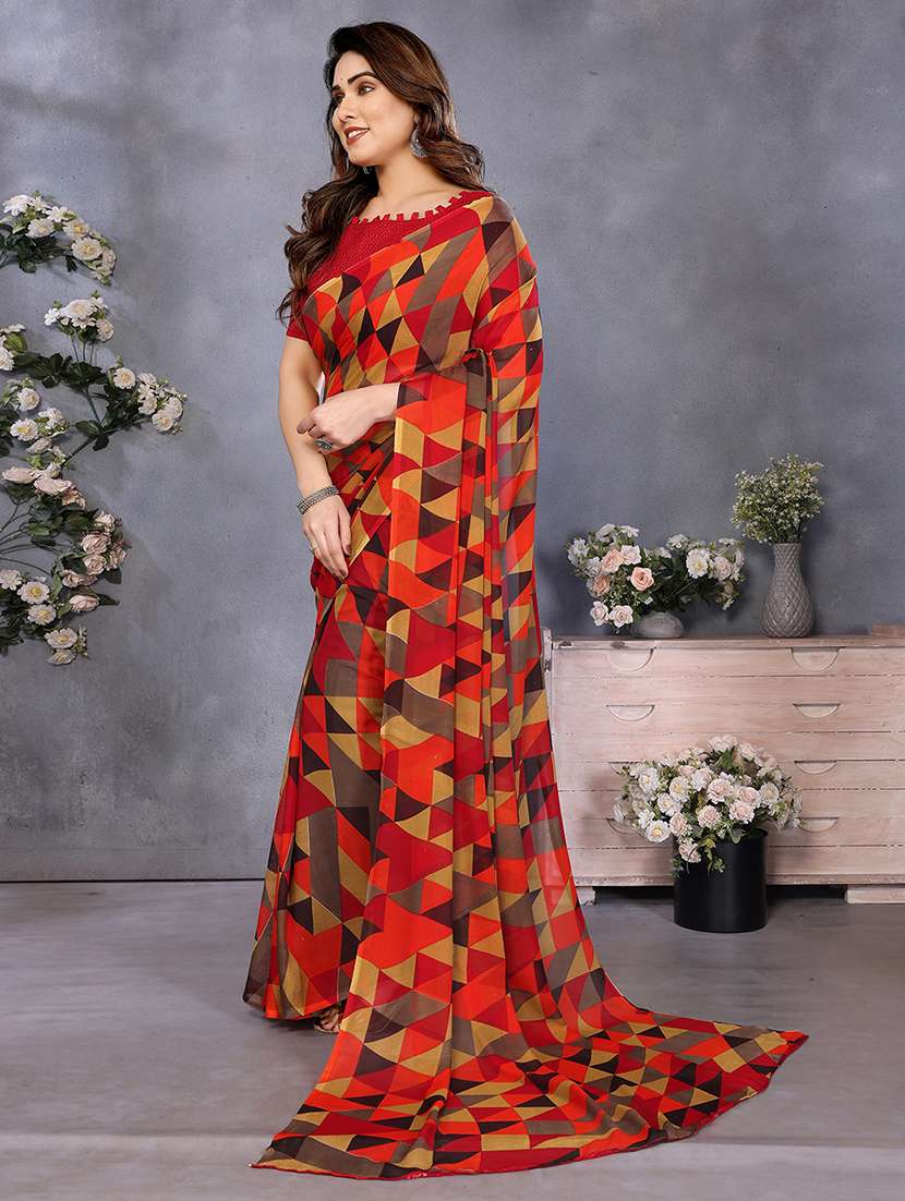 women printed casual wear saree with blouse - 22223576 -  Standard Image - 2