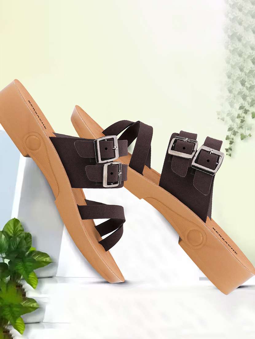 women solid slip on flat sandals