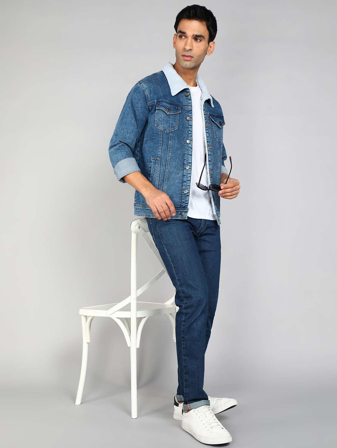 men solid long sleeve denim casual jacket - 22223633 -  Standard Image - 2