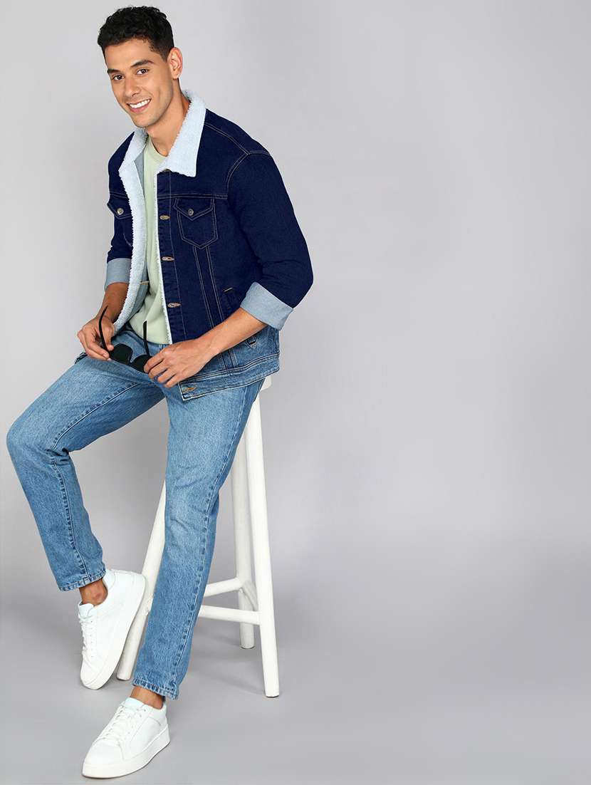 men solid long sleeve denim casual jacket - 22223633 -  Standard Image - 2