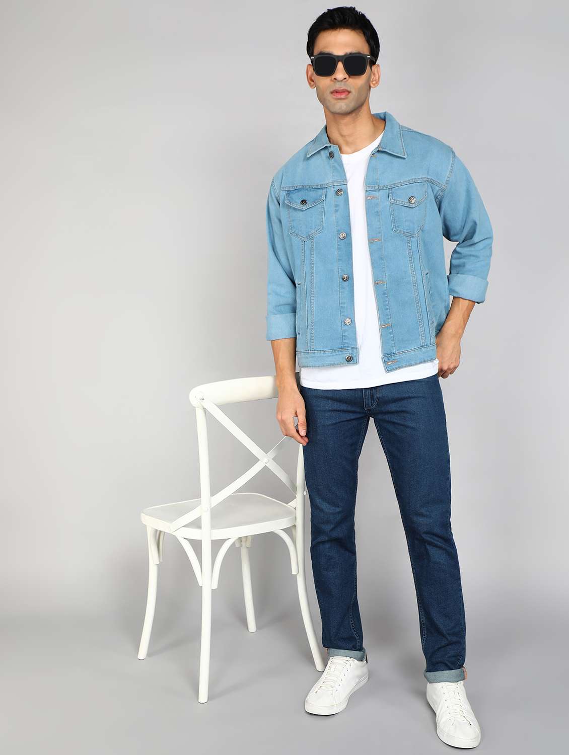 men solid long sleeve denim casual jacket - 22223659 -  Standard Image - 2