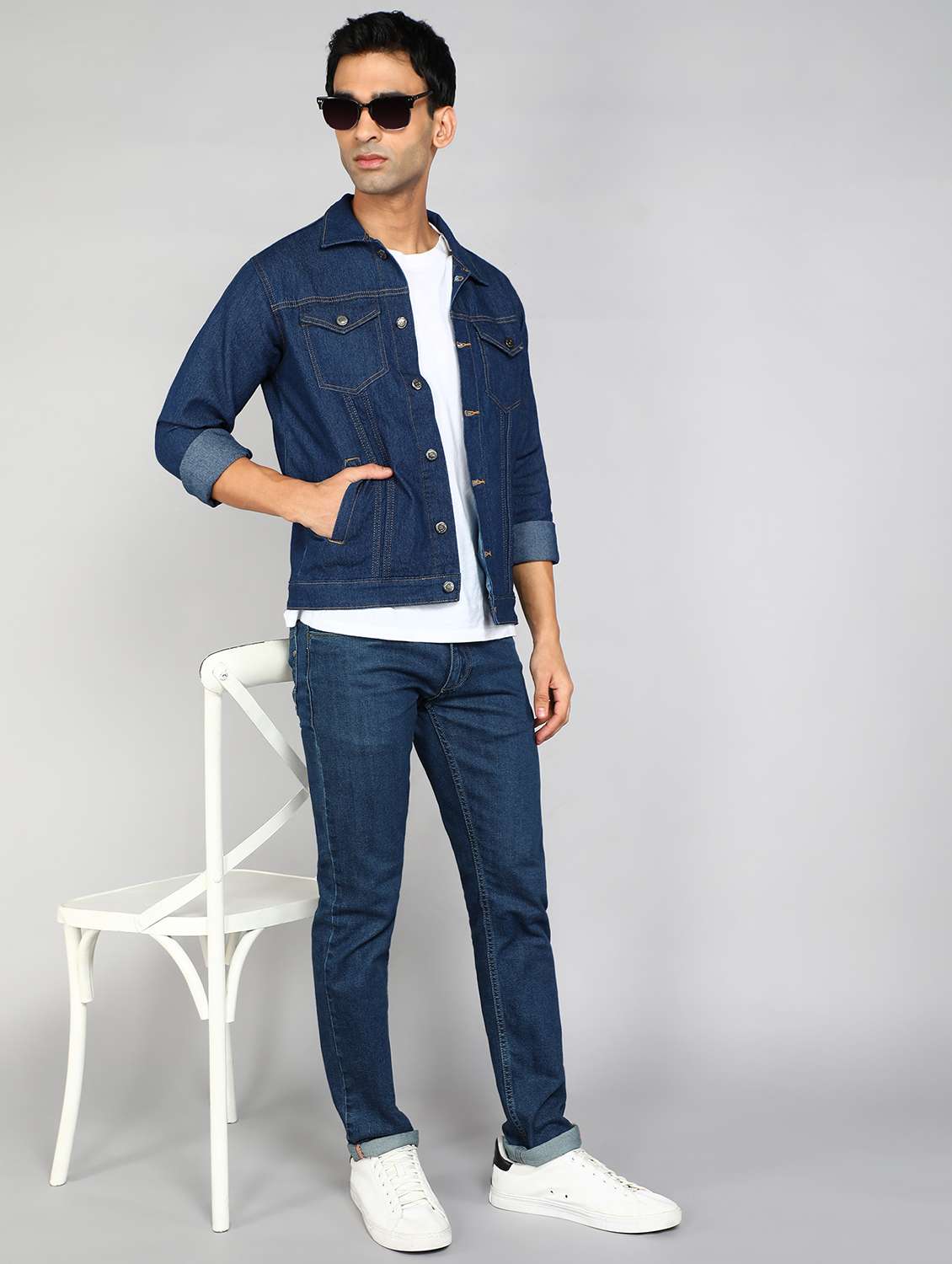 men solid long sleeve denim casual jacket - 22223660 -  Standard Image - 2