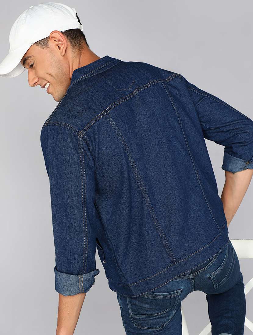 men solid long sleeve denim casual jacket - 22223660 -  Standard Image - 2