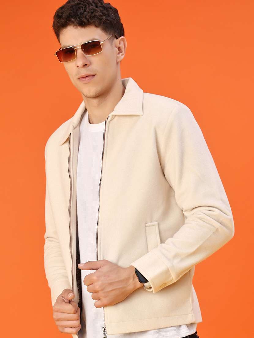 men solid long sleeve regualr fit shacket