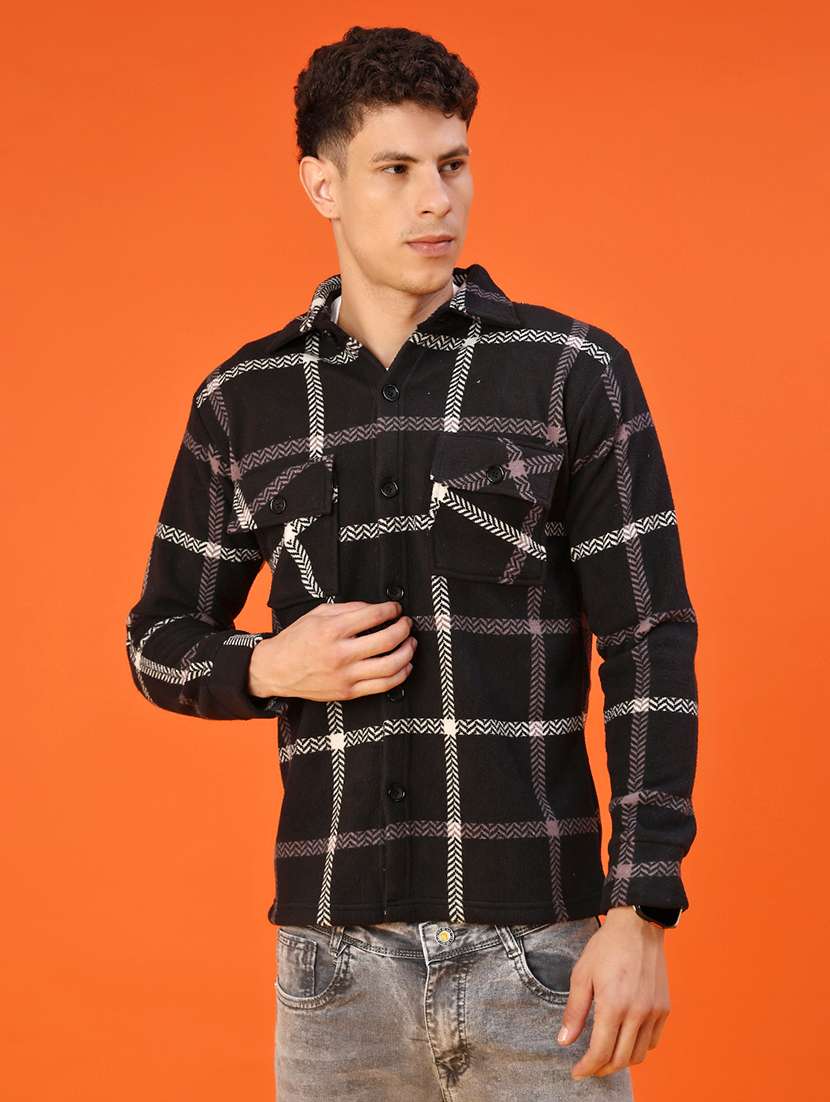 men checkered long sleeve regular fit shacket - 22223675 -  Standard Image - 2