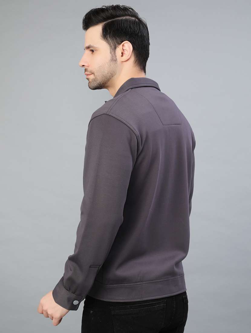 men solid long sleeve regualr fit shacket - 22223680 -  Standard Image - 2