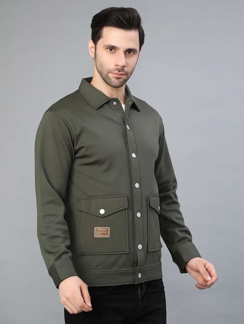men solid long sleeve regualr fit shacket - 22223685 -  Standard Image - 2