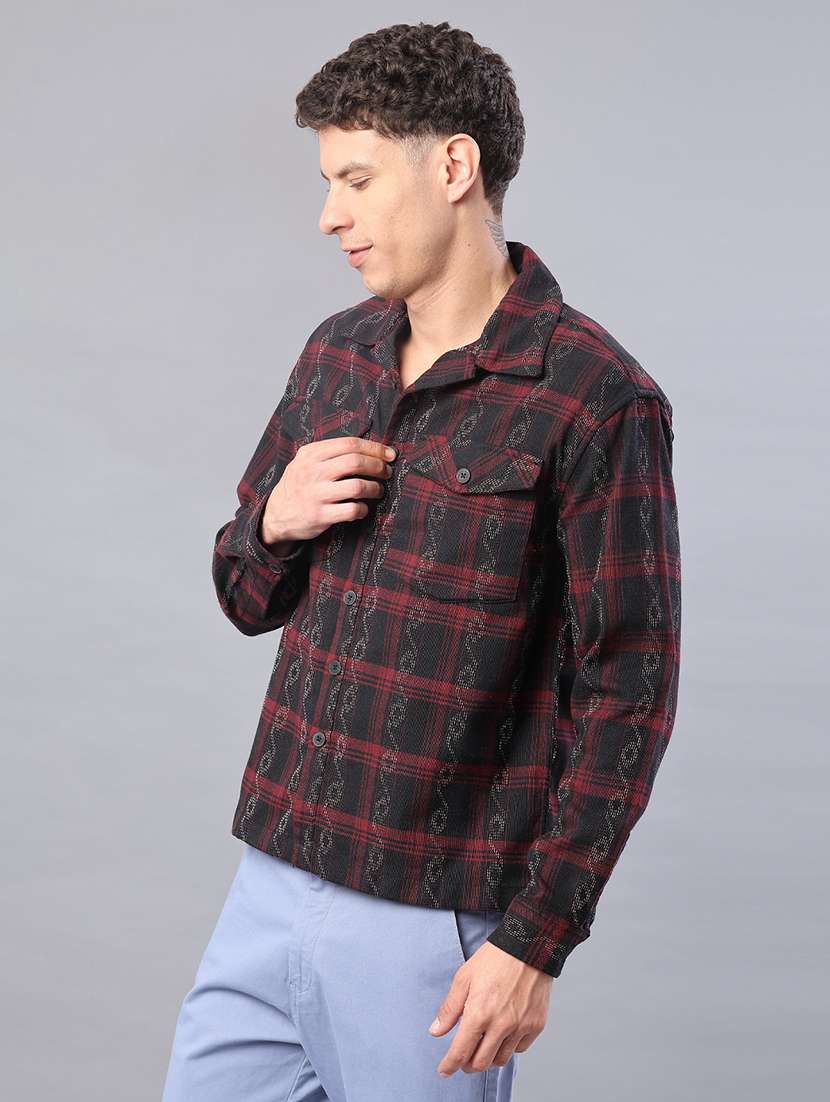 men checkered long sleeve regular fit shacket - 22223686 -  Standard Image - 2