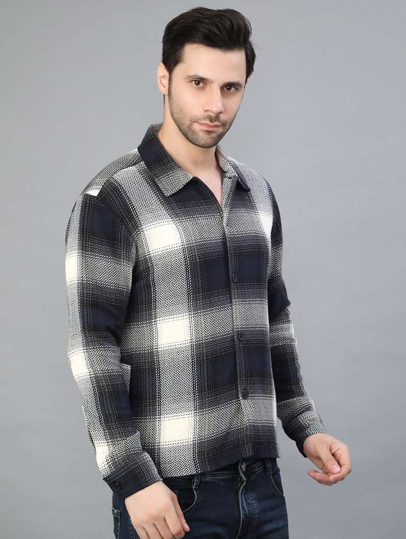 men checkered long sleeve regular fit shacket - 22223689 -  Standard Image - 2