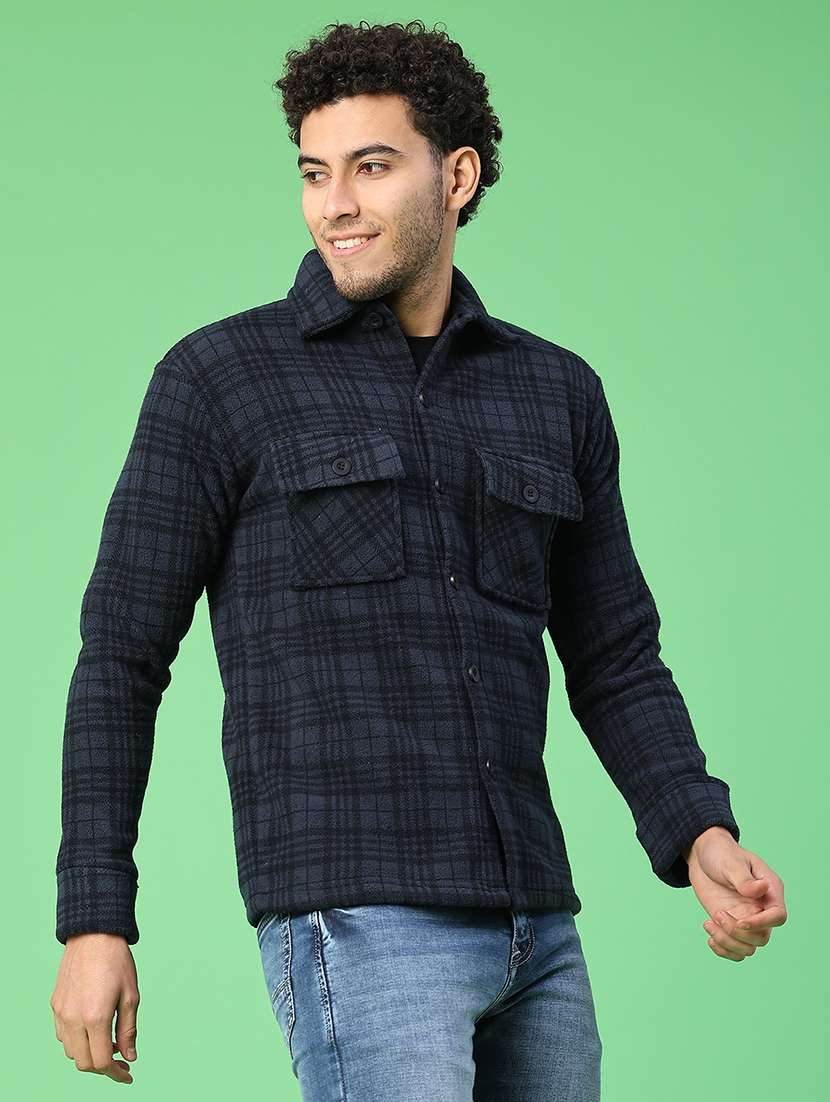 men checkered long sleeve regular fit shacket - 22223695 -  Standard Image - 2