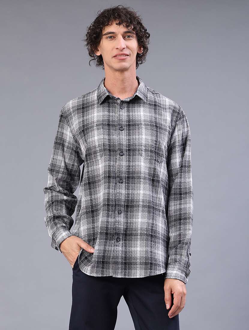 men checkered long sleeve regualr fit shacket - 22223701 -  Standard Image - 2