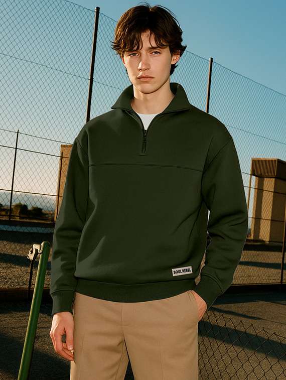 men solid long sleeve regular fit sweatshirt