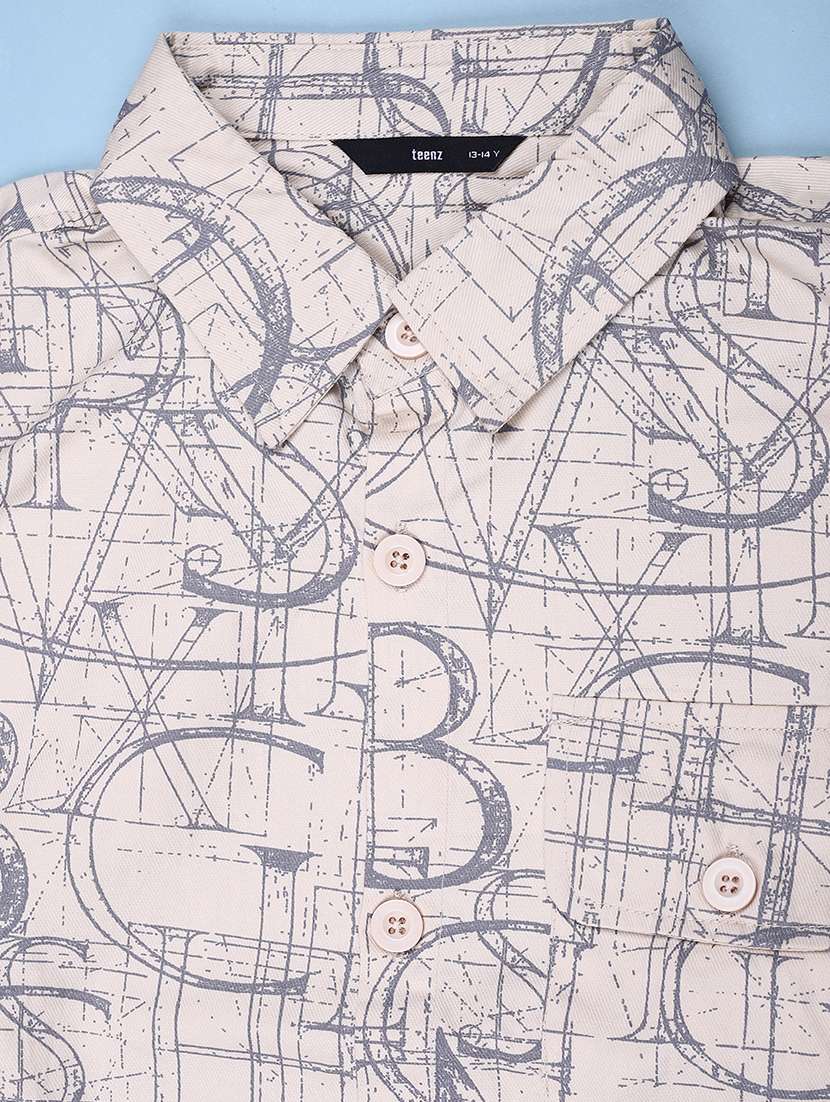 boys printed collared long sleeve shirt - 22223741 -  Standard Image - 2