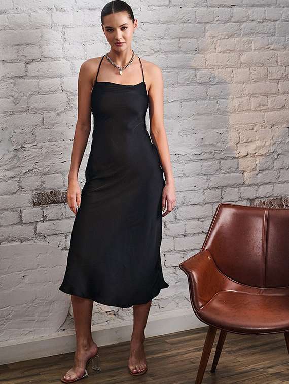 women soldi shoulder strap backless a-line dress - 22223772 -  Standard Image - 2