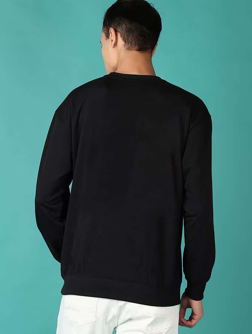 black cotton chest print sweatshirt - 22223777 -  Standard Image - 2