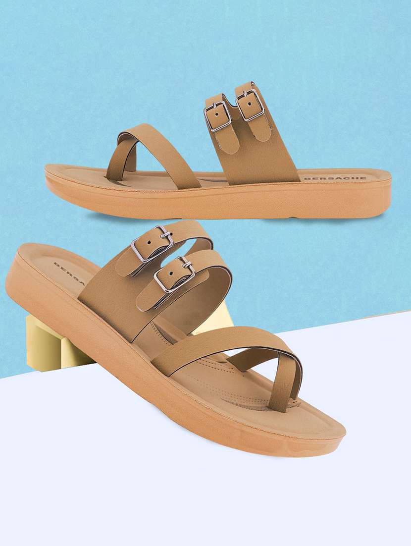 women solid slip on flat sandal