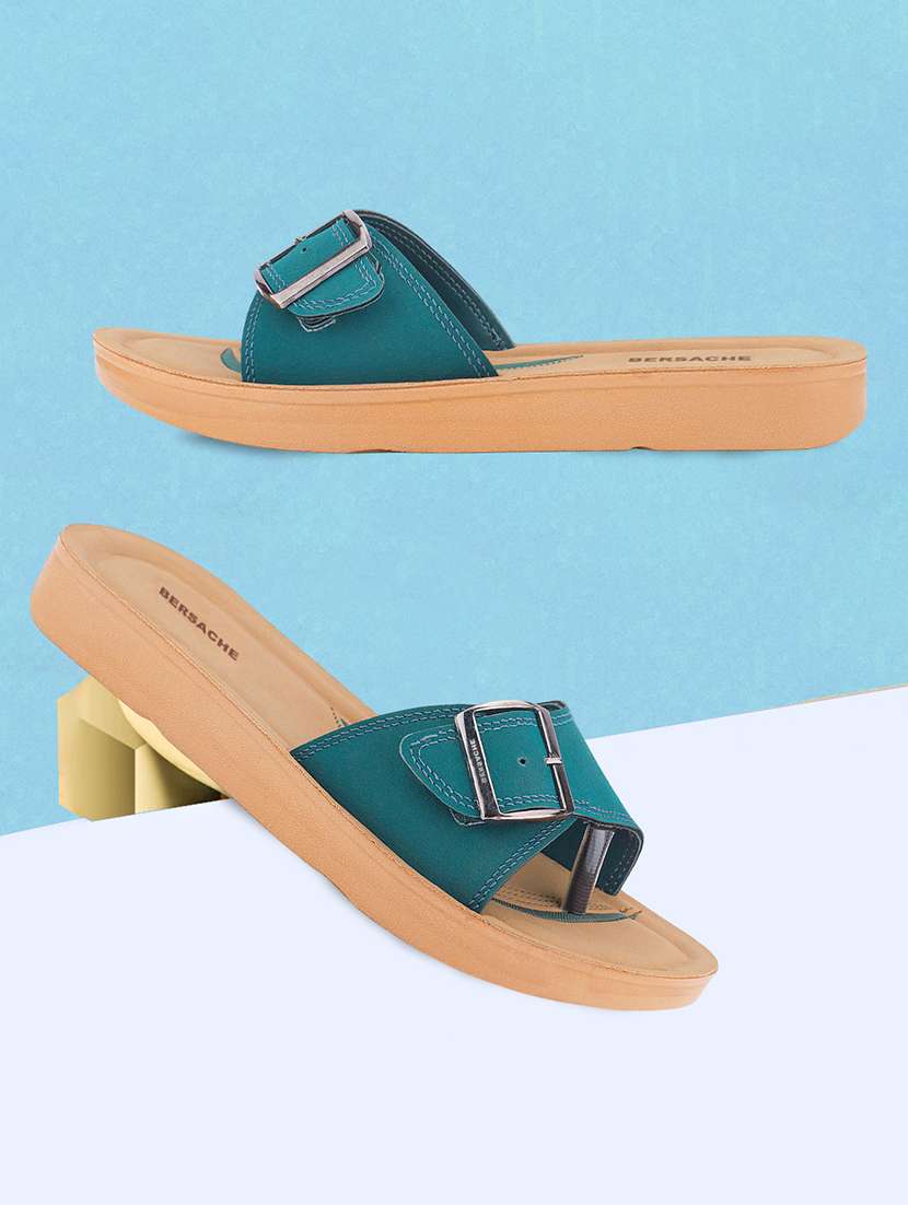 women solid slip on flat sandal
