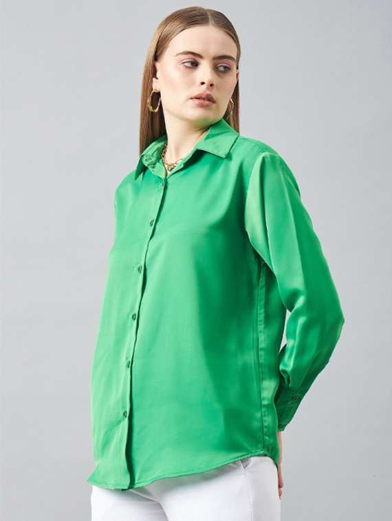 women solid collared long sleeve shirt - 22223835 -  Standard Image - 2