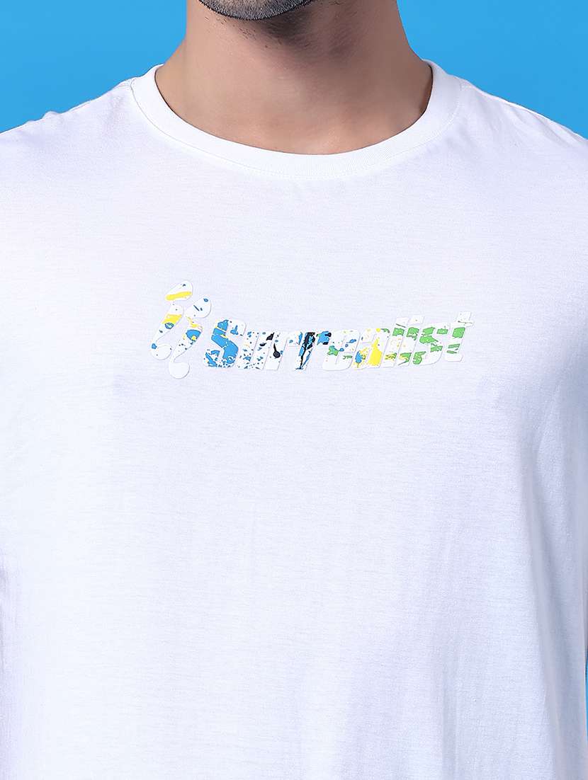 men white cotton blend chest print t-shirt - 22223932 -  Standard Image - 2