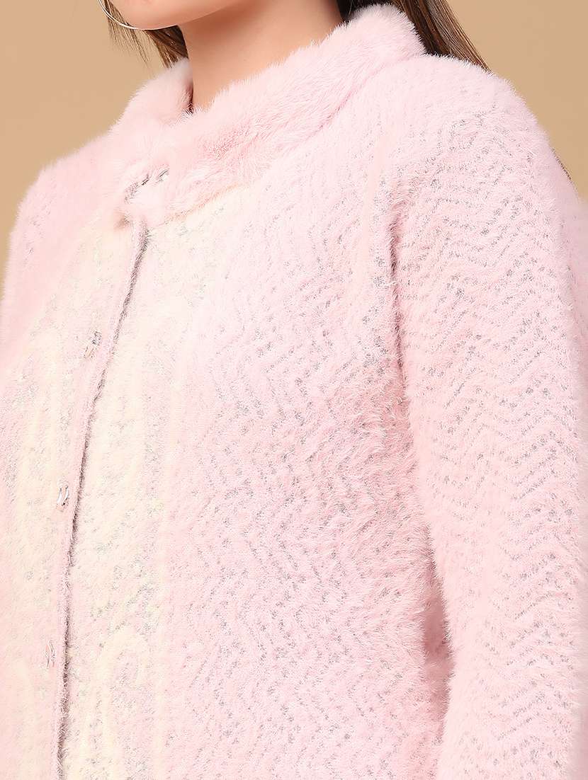 women self design long sleeve cardigan - 22224019 -  Standard Image - 2