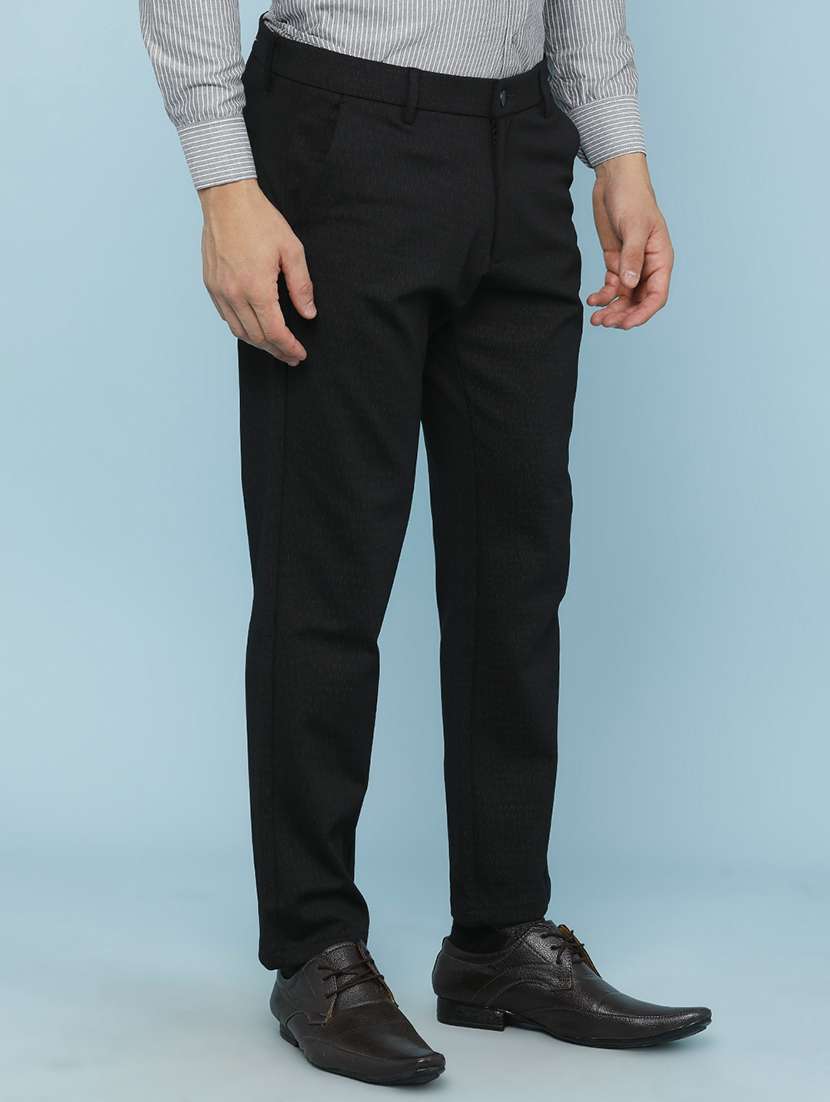 Men Self Design Mid Rise Formal Trouser - 22224020 -  Standard Image - 2