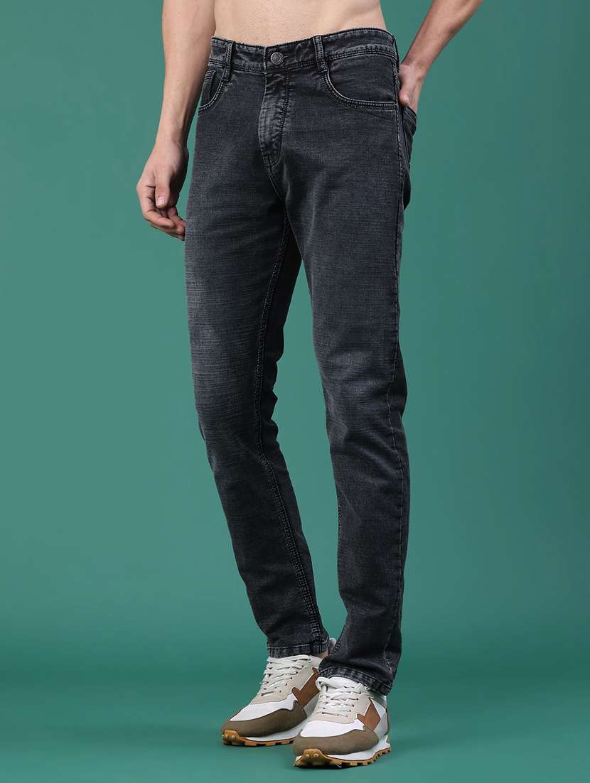 men washed mid rise slim fit jeans