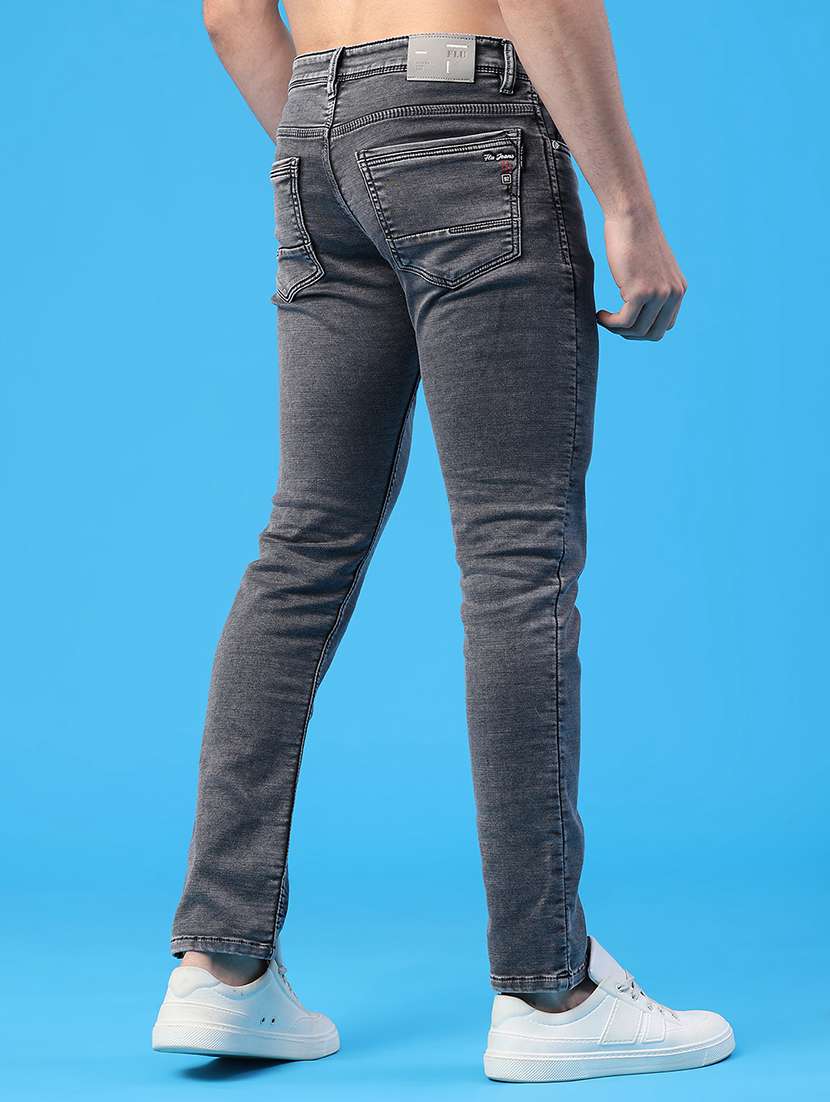 Men Plain Mid Rise Full Length Slim Fit Jeans - 22224081 -  Standard Image - 2