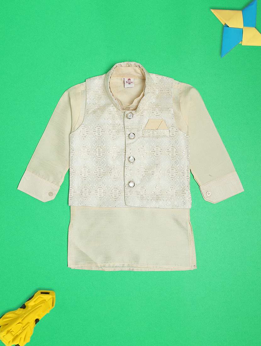 boys self design kurta pajama set with nehru jacket - 22224090 -  Standard Image - 2