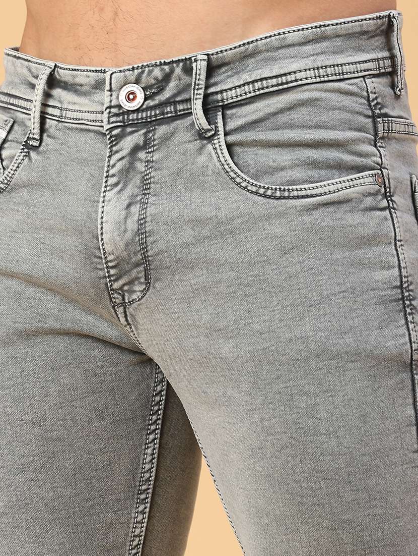 men plain mid rise full length slim fit jeans - 22224118 -  Standard Image - 2