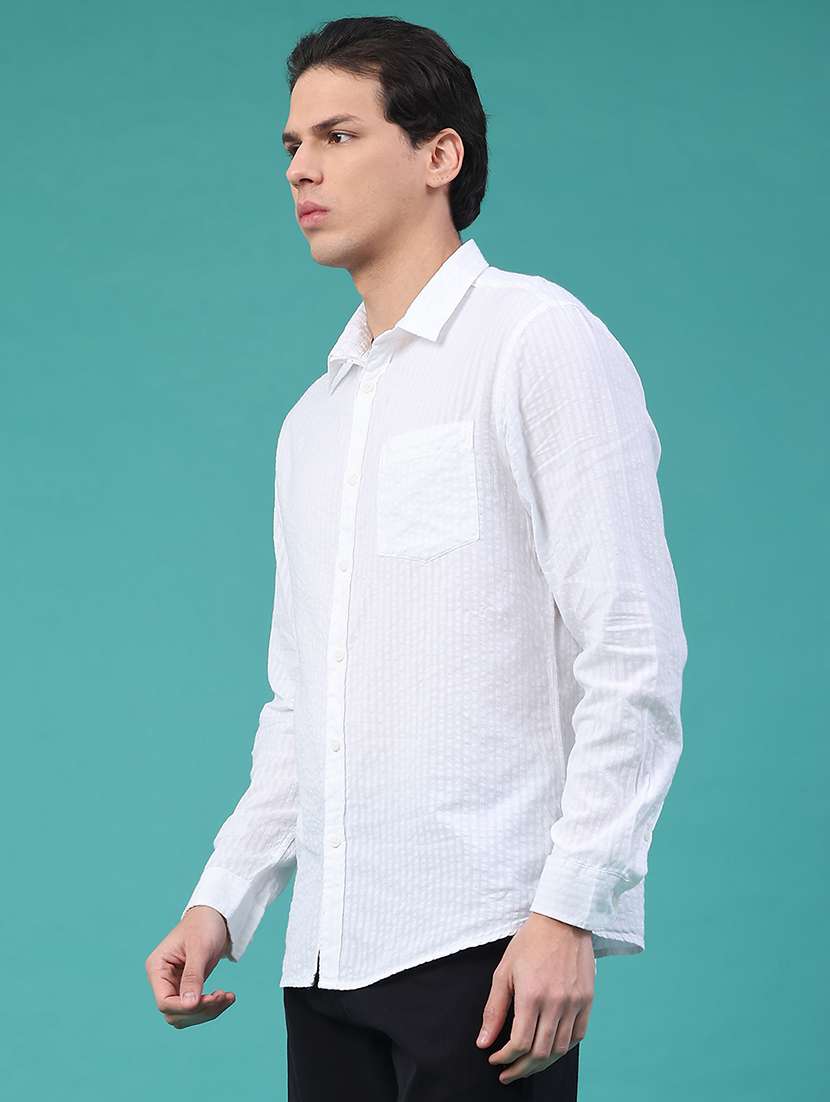 men textured long sleeve regular fit casual shirt - 22224125 -  Standard Image - 2