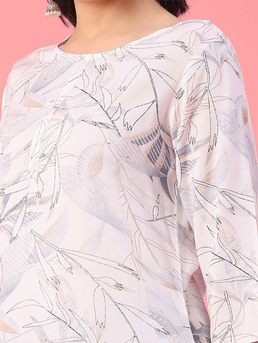 women printed three quarter sleeve straight kurta - 22224137 -  Standard Image - 2