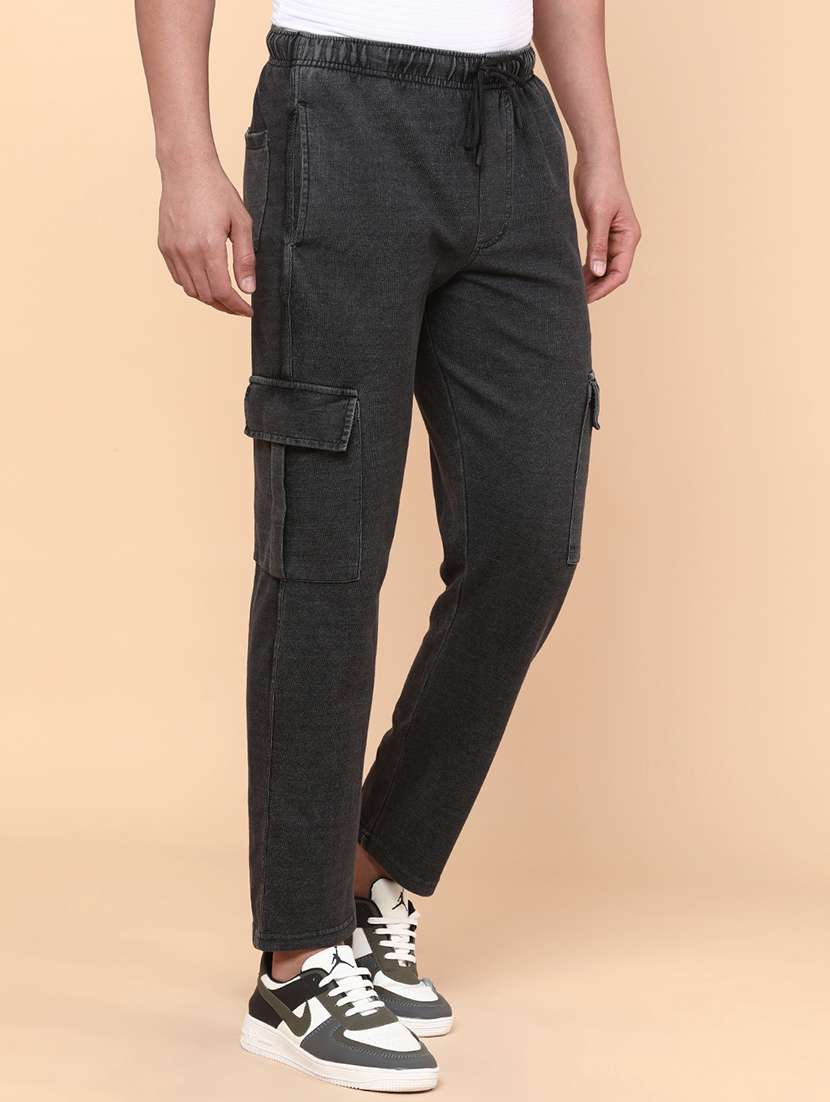 men black cotton  full length track pant - 22224248 -  Standard Image - 2