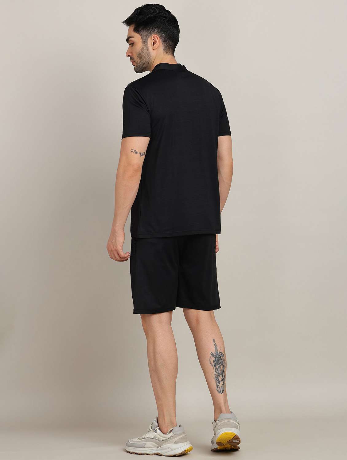 men solid short sleeve shorts & t-shirt co-ord set - 22224319 -  Standard Image - 2