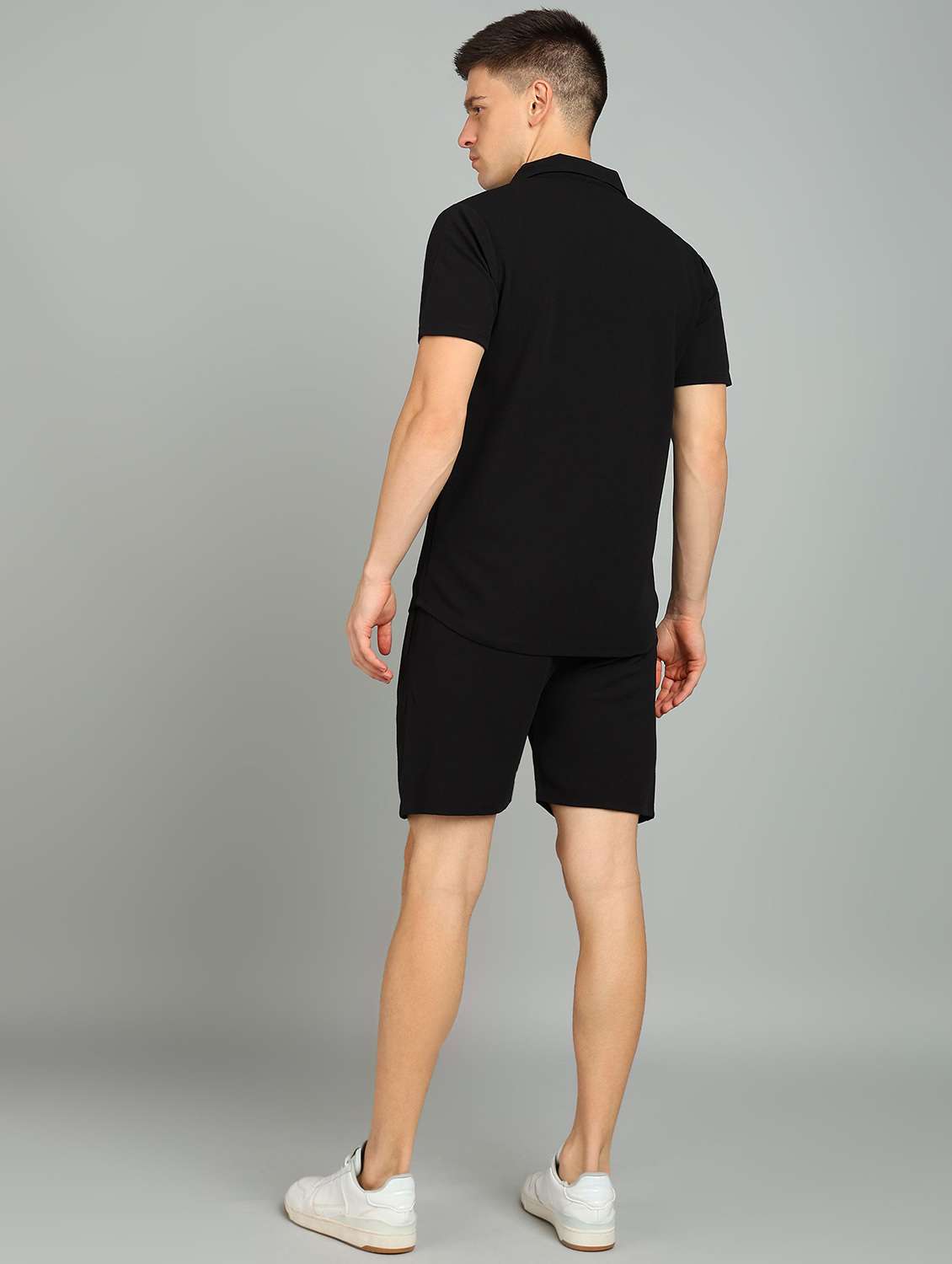 men solid short sleeve shorts & shirt co-ord set - 22224323 -  Standard Image - 2