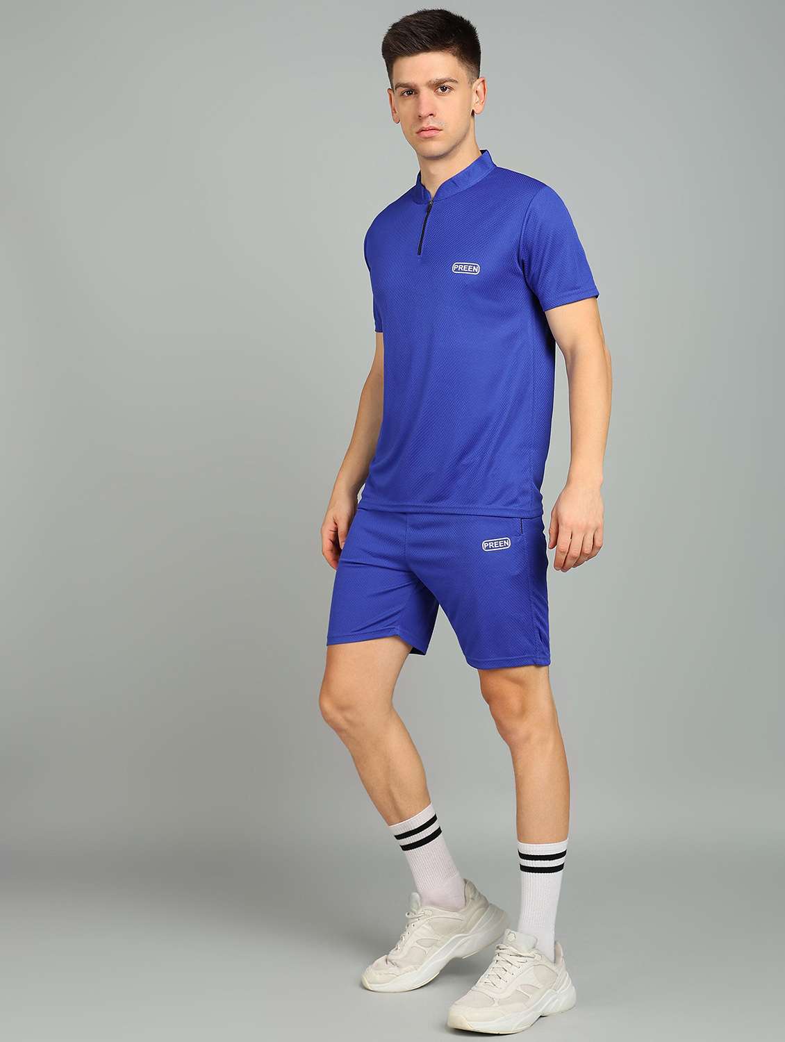 men solid short sleeve shorts & t-shirt co-ord set - 22224327 -  Standard Image - 2