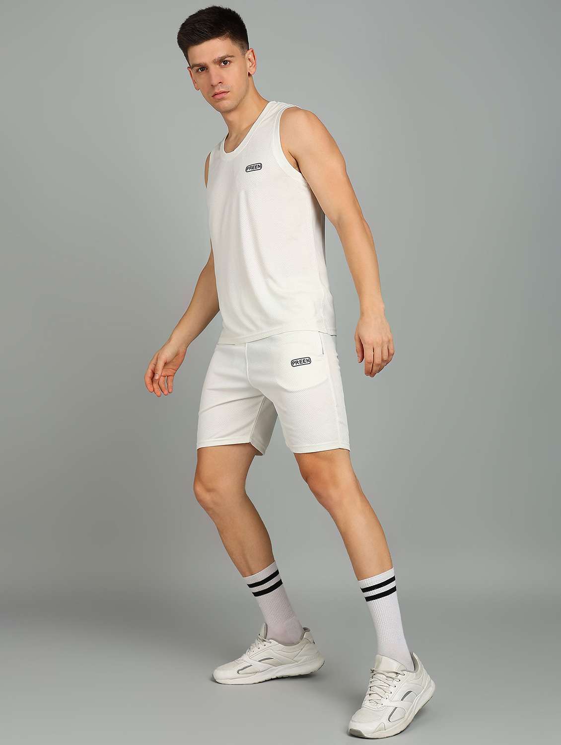 men solid sleeveless shorts & t-shirt co-ord set - 22224332 -  Standard Image - 2