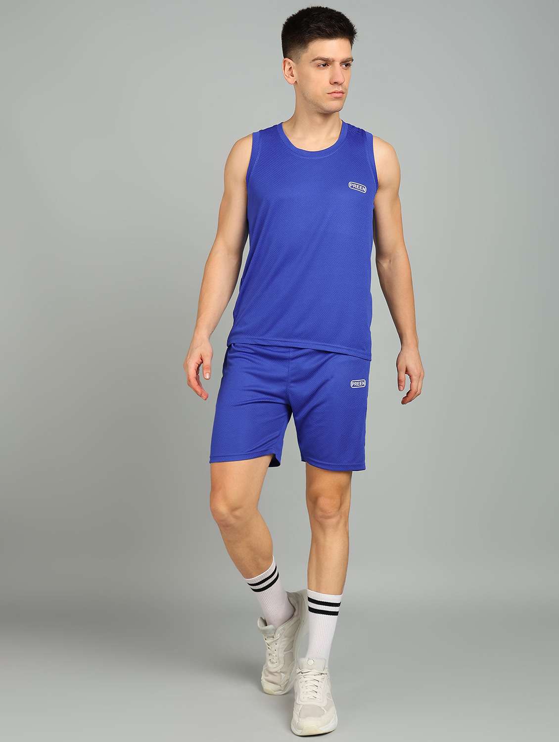 men solid sleeveless shorts & t-shirt co-ord set - 22224333 -  Standard Image - 2