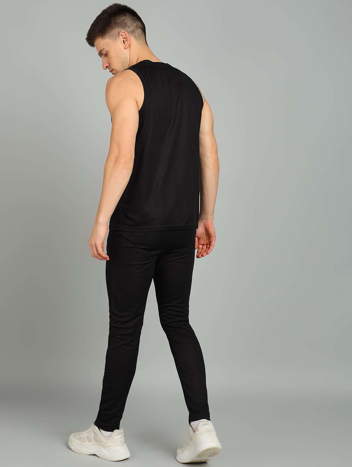 men solid sleeveless full length co-ord set - 22224336 -  Standard Image - 2