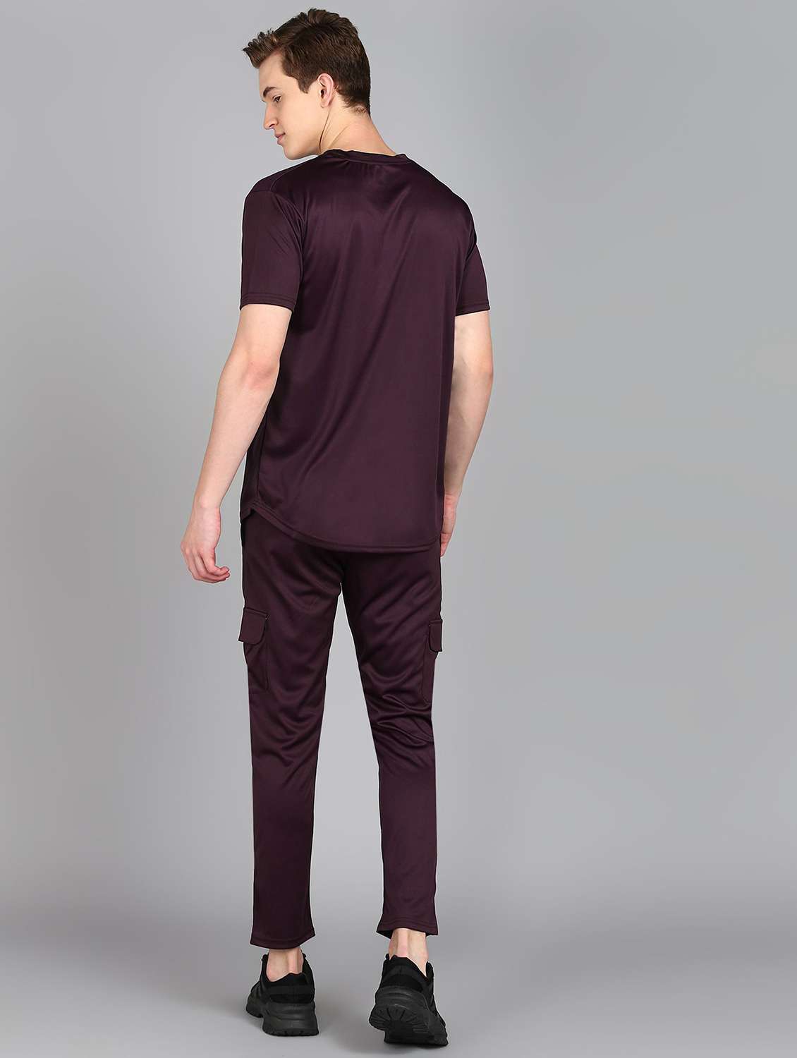 men solid short sleeve full length co-ord set - 22224337 -  Standard Image - 2